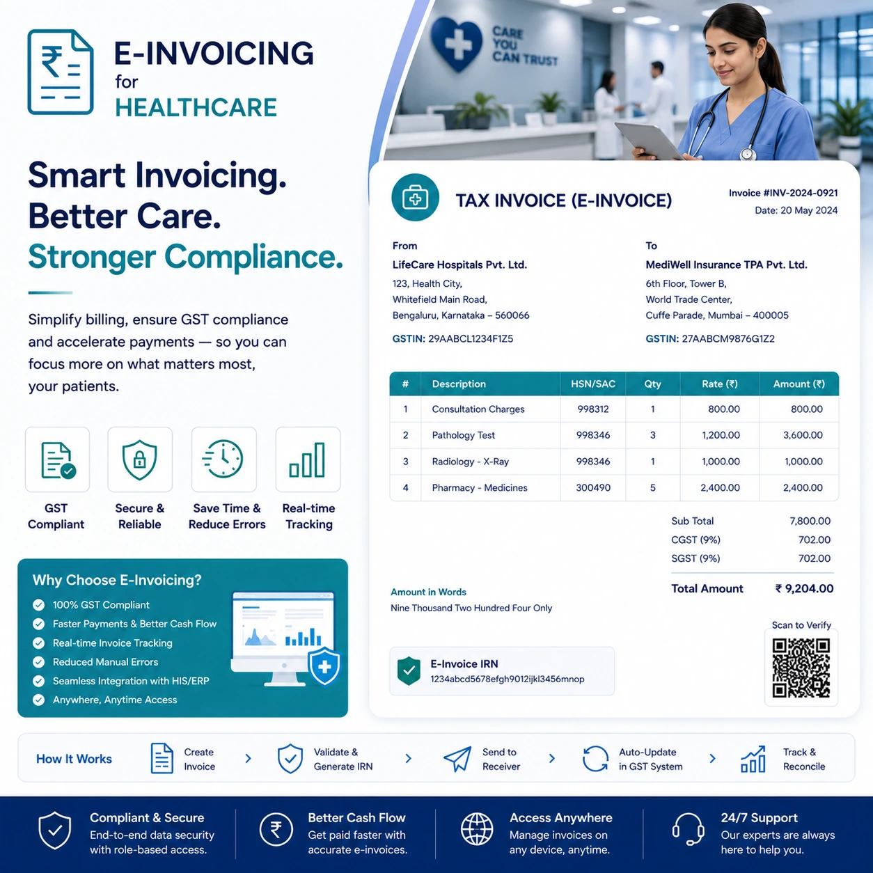 Healthcare ERP powered by E-invoicing Integration Service in UAE for compliant digital invoice automation 
